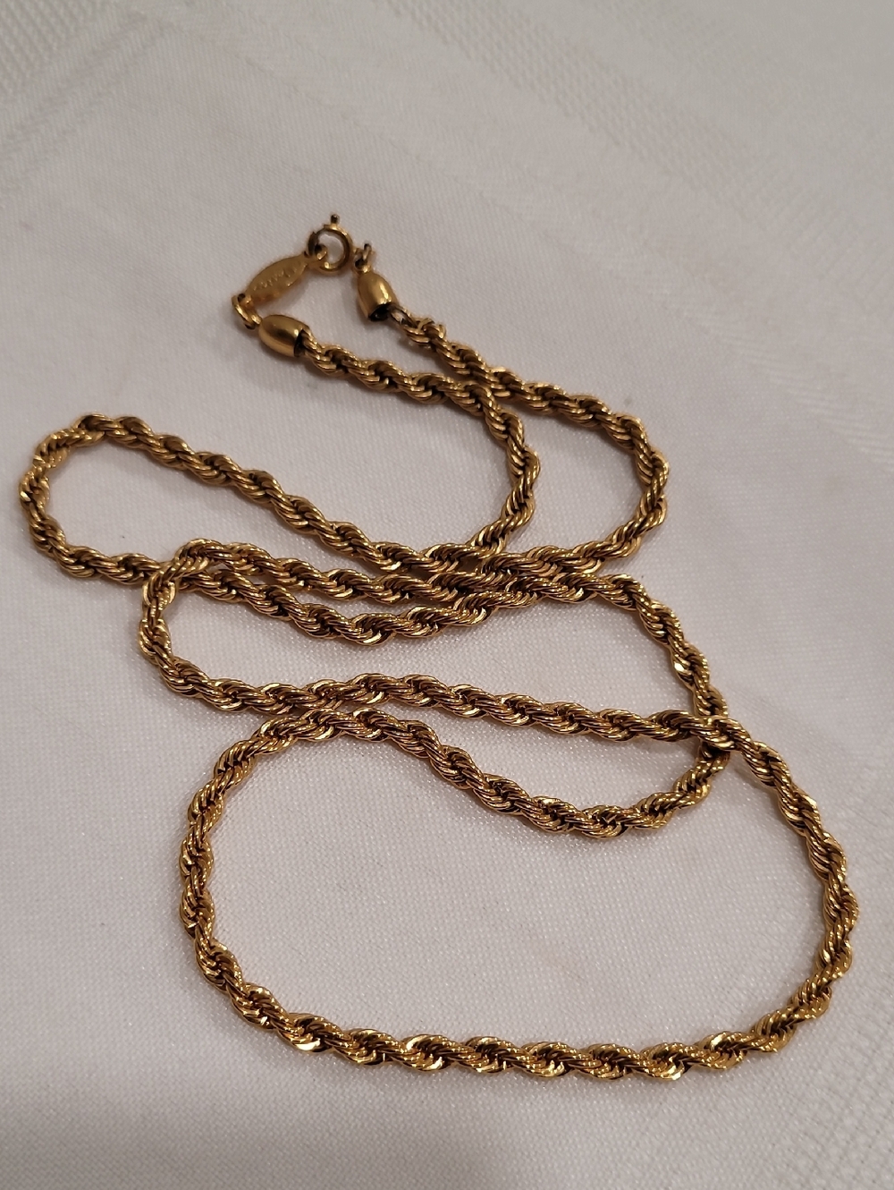Necklace 24" Rope Chain Napier Gold Vintage